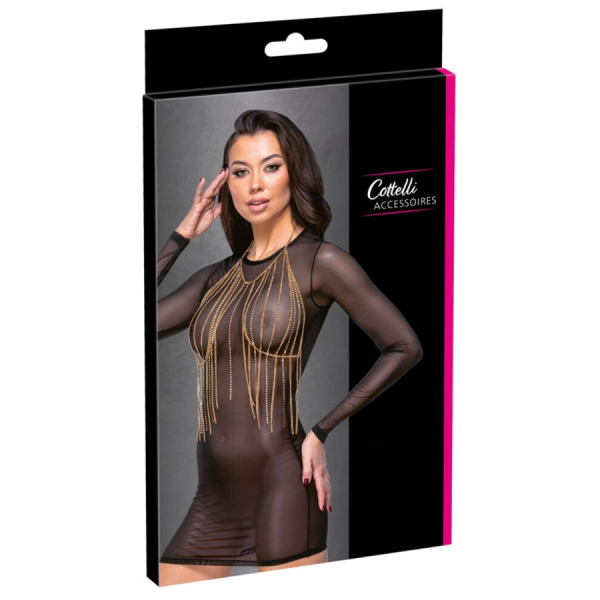 Top bijou doré à chaînes & strass 